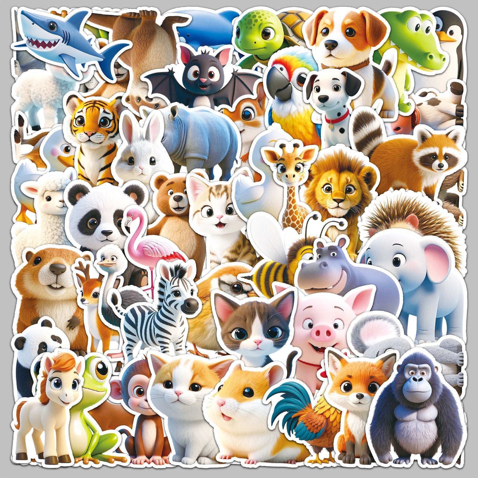 Wholesale 50 cartoon animal stickers waterproof