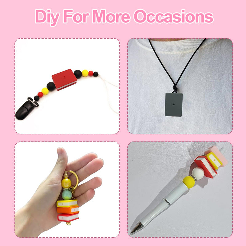 Wholesale 10pcs stacked rectangular books Focal Beads