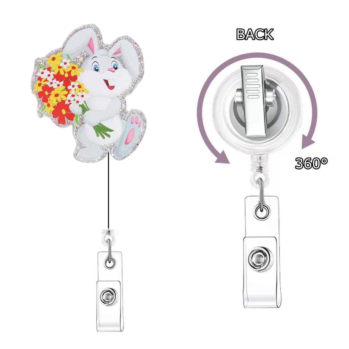 Wholesale Easter Badge Reels Glitter Fun Badge Reels