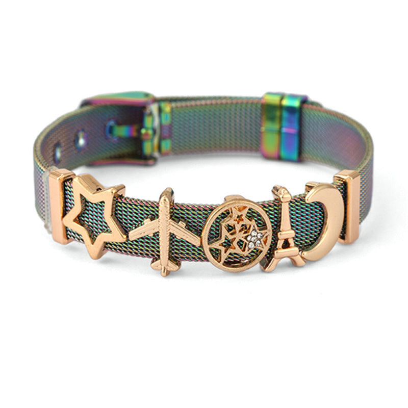 Wholesale Mother’s Day MOM’ Letter Accessories Stainless Steel Mesh Bracelet