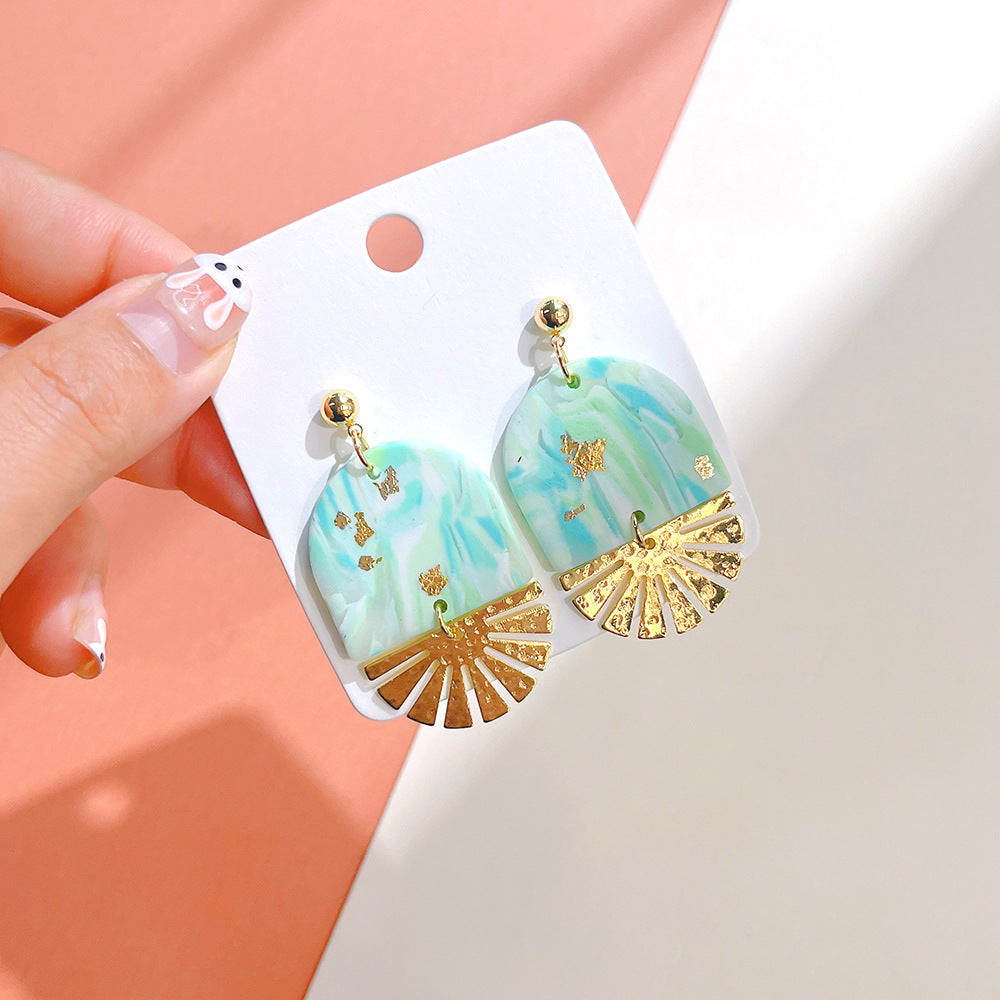 Wholesale Starry Sky sy Soft Ceramic Geometric Splicing Earrings