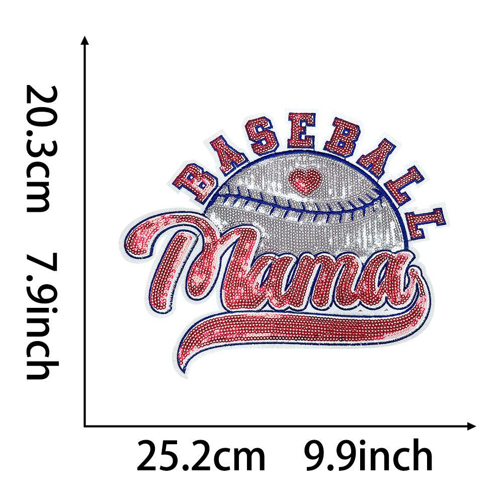 Wholesale Baseball Mom Embroidered Patch With Heart Design Red Hot Melt Glue Backing Chic Coat Decoration Boutique Craft Supply