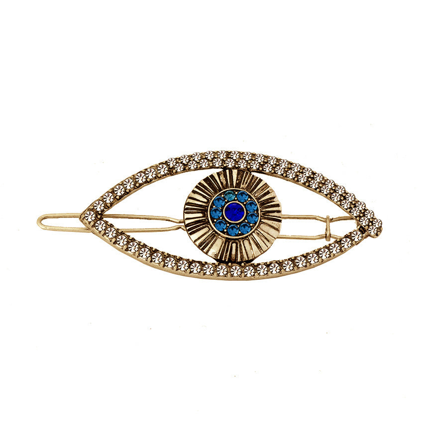 Wholesale hair accessories Devil's Eye hairpin gold diamond vintage headdress side clip jewelry