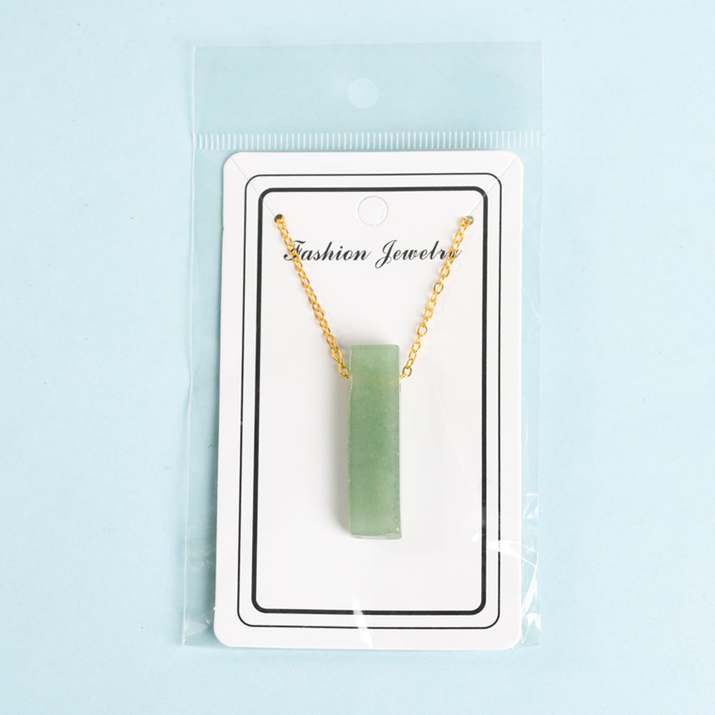 Wholesale Crystal Agate Irregular Flat Strip Pendant Necklace