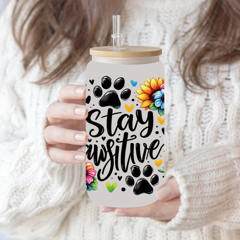 Wholesale UV transfer sticker for glass cups crystal label crystal sticker 16OZ UV DTF WRAPS
