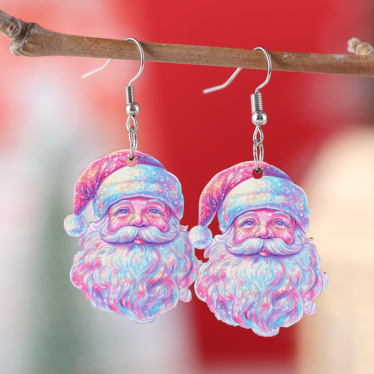 Wholesale  Christmas wooden double-sided  earrings