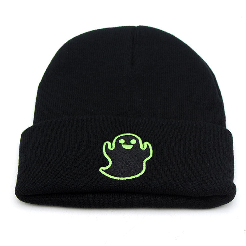 Wholesale Autumn and Winter Riding Warm Ghost Embroidery Knitted Wool Cap