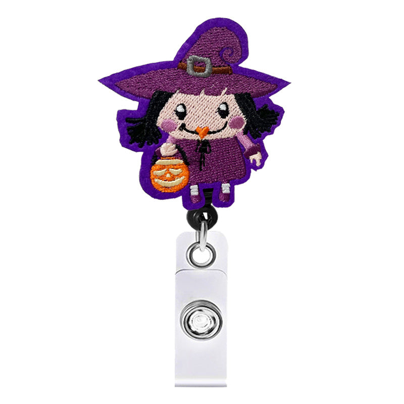 Wholesale Badge Reels Halloween Cartoon Felt Retractable Keychain