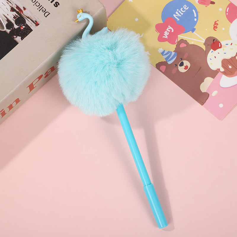 Wholesale Swan Fur Ball Plastic Gel Pen
