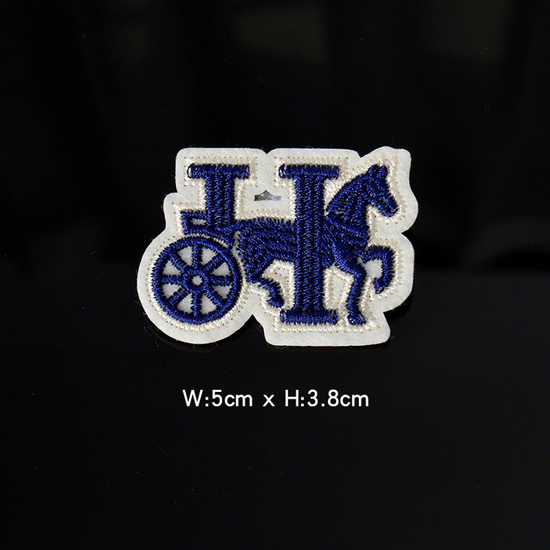 Wholesale Stylish 3D Embroidered Letter A Patch Polyester Adhesive Backing Cartoon nut Tree Design DIY Towel Decorative Craft Supply Boutique Resale