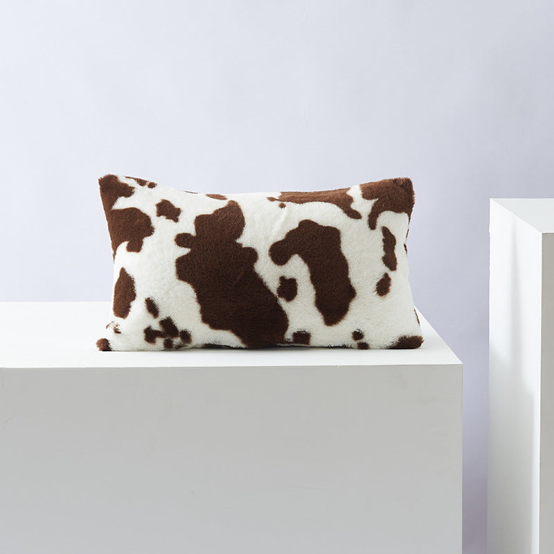 Wholesale cow flower plush double-sided pillow cover sofa cushion cover without core