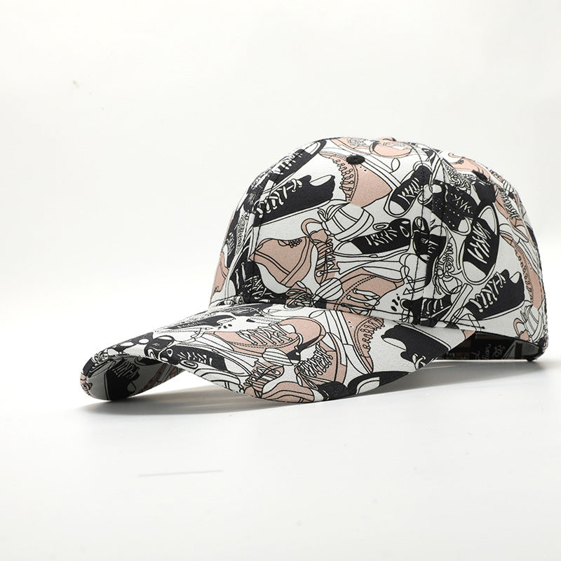 Wholesale New Graffiti Lettering Print Hard Top Big Head Around The Face Small Hat Baseball Cap