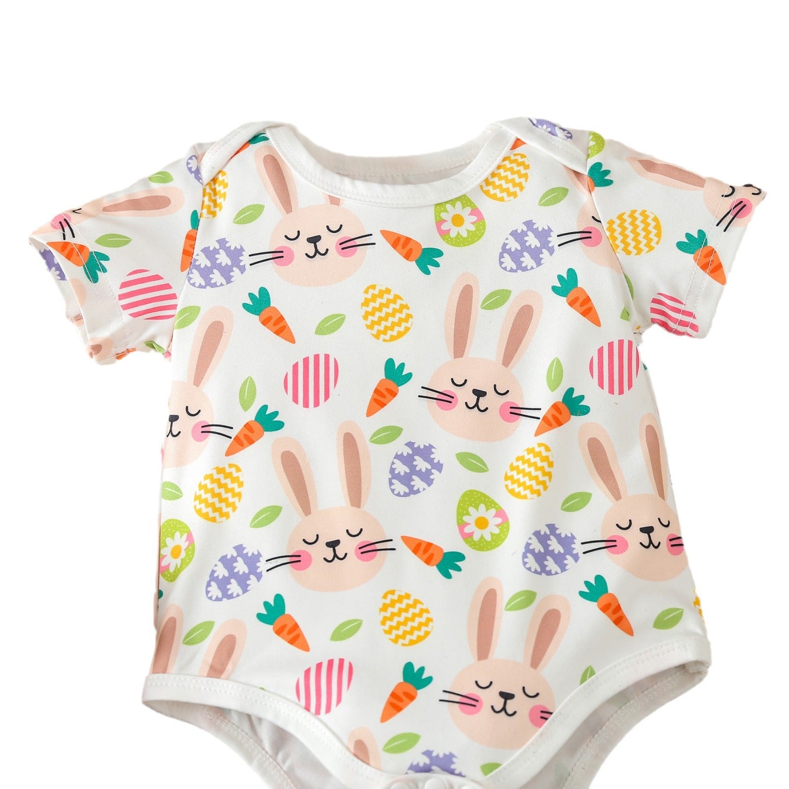 Wholesale Easter Cotton Bunny Trousers and Hair Tie Three-piece Set