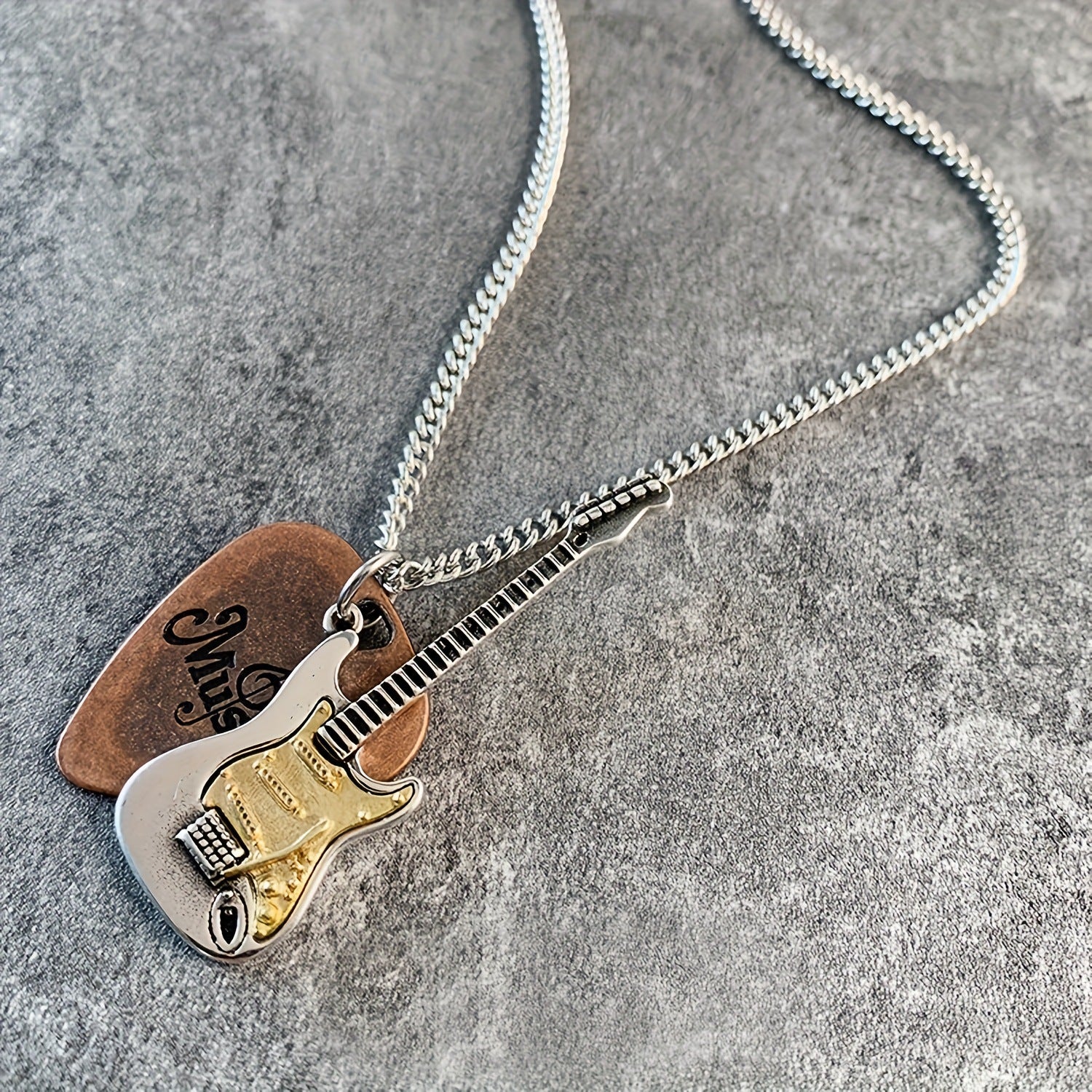 Wholesale Vintage Guitar Pick and Guitar Pendant Necklace