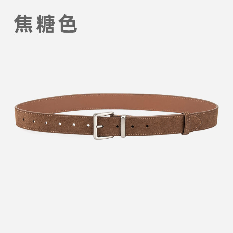 Wholesale women' s vintage genuine leather nubuck suede belt