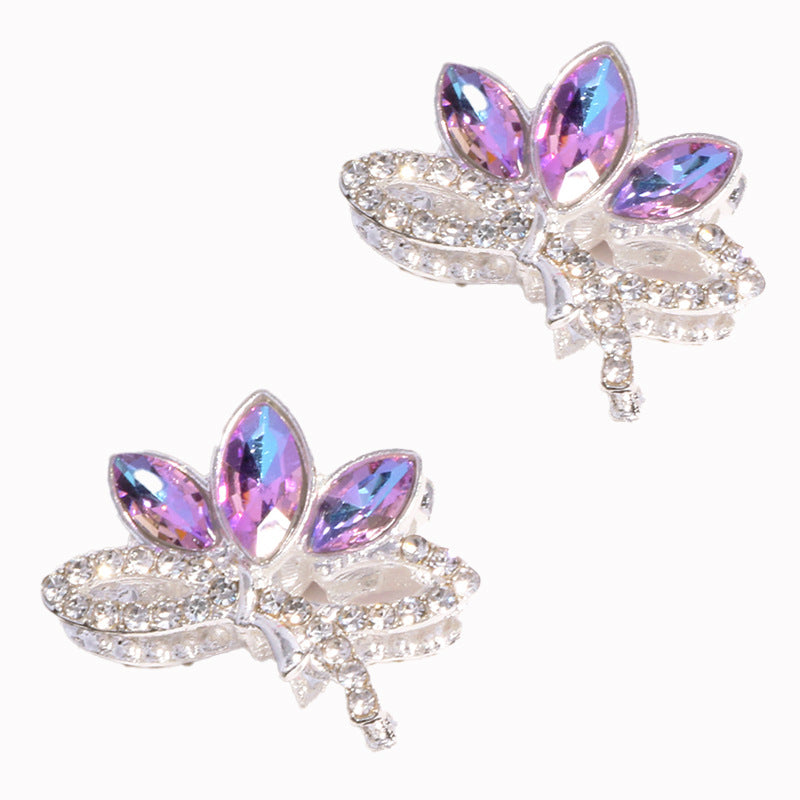 Wholesale 6pcs/pack Double-sided alloy rhinestone lotus straight hole loose DIY beads