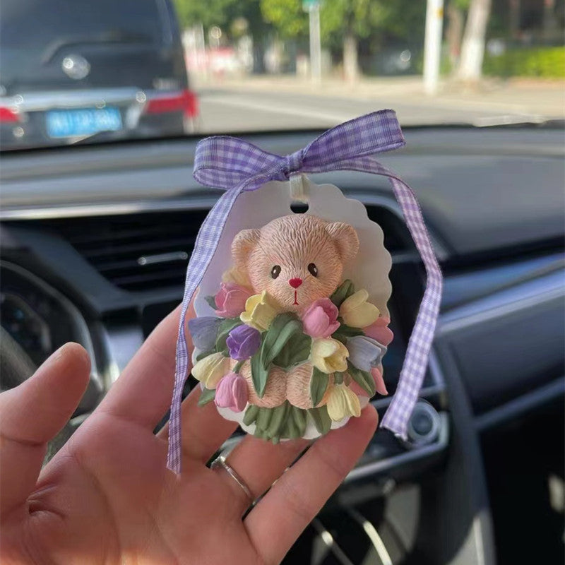 Wholesale Gypsum Tulip Teddy Bear Car Aromatherapy