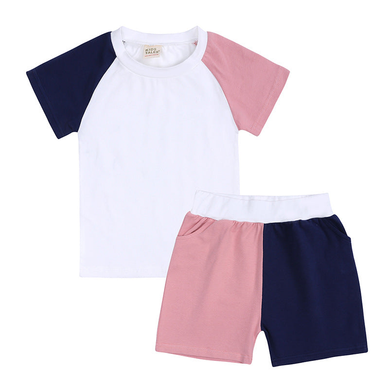 Wholesale Boys and Girls Contrasting Color Two-piece Kids Sports Suit