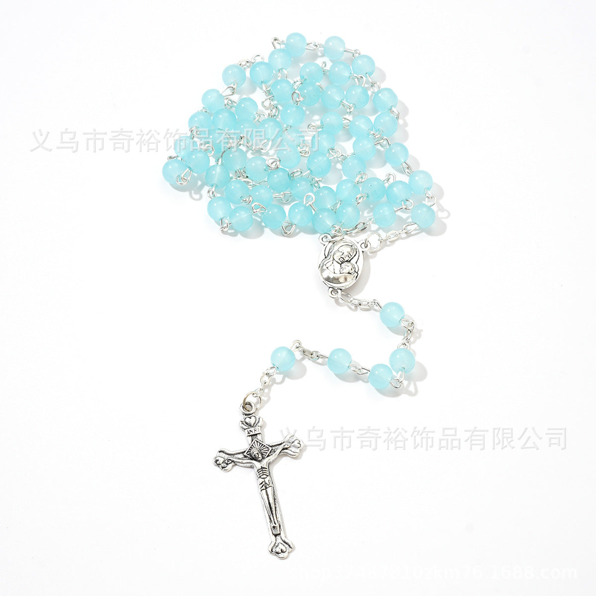 Wholesale 10pcs/pack 6mm Glass Bead Cross Rosary Prayer Chain