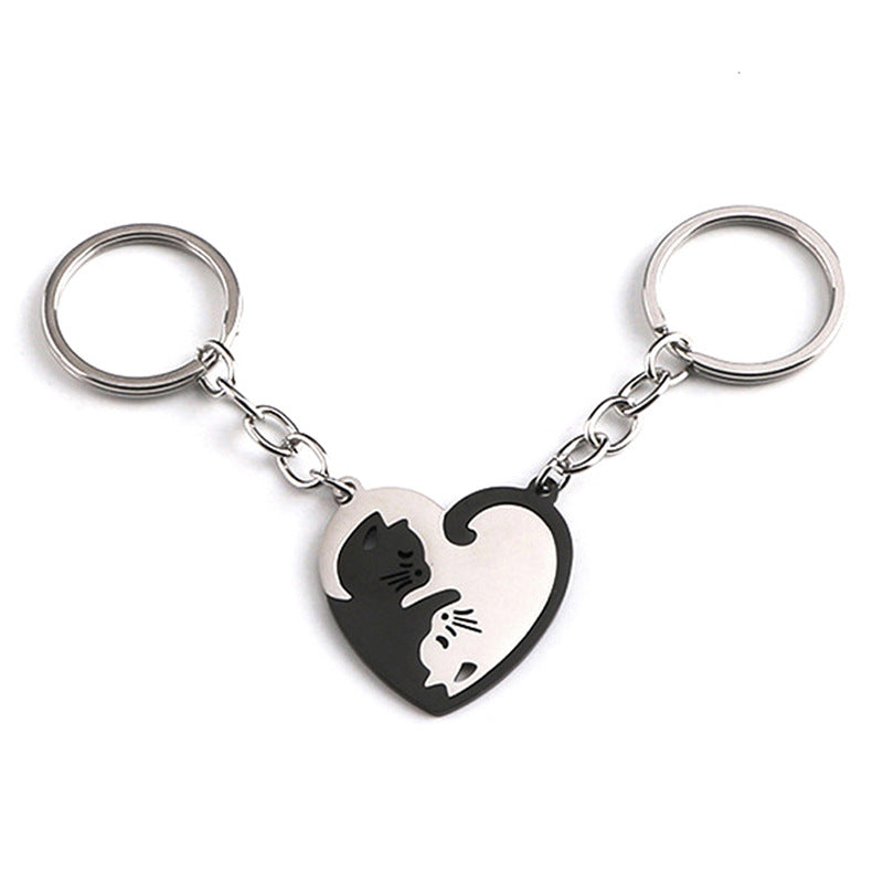 Wholesale Love Cat Stainless Steel Keychains