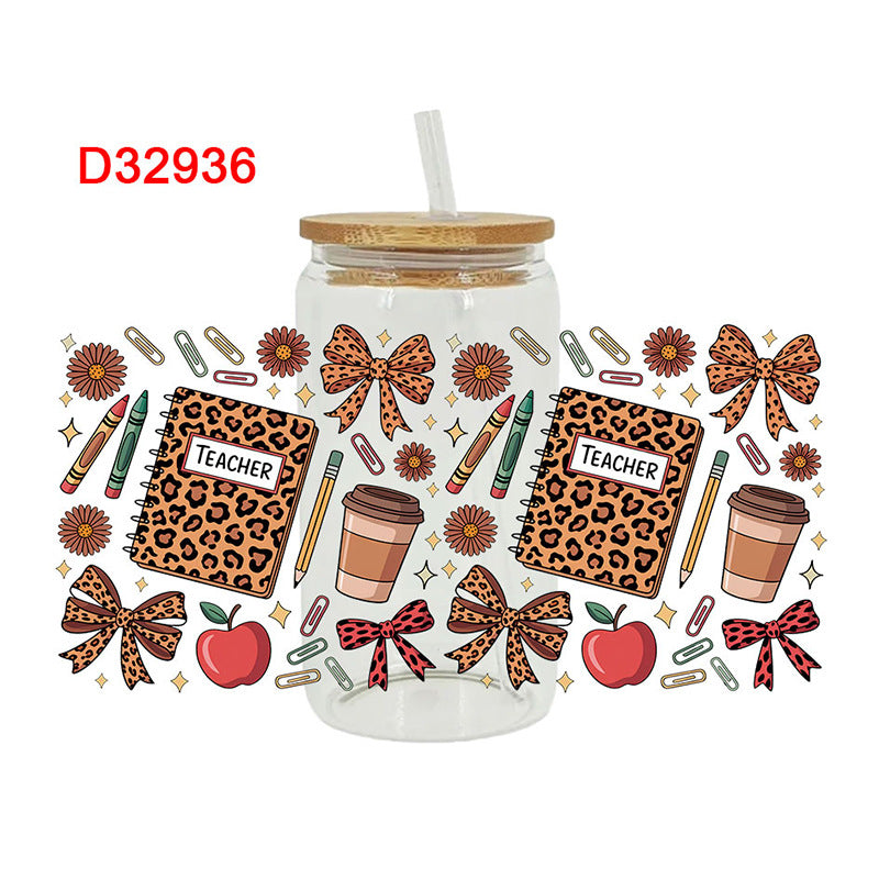 Wholesale Pink books and stationery  16oz Cup UV DTF Wraps