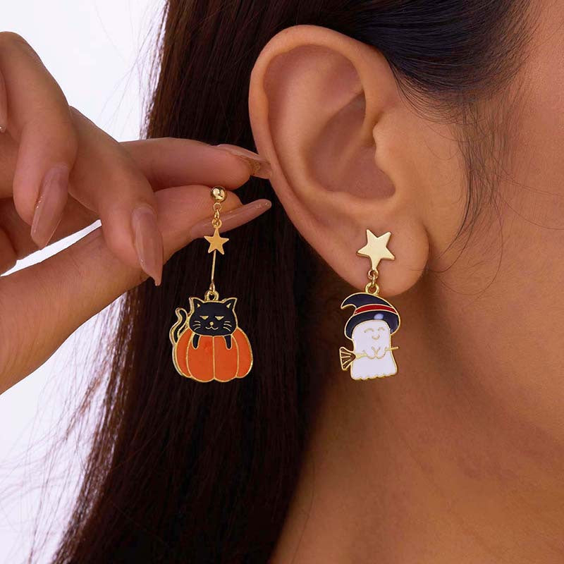 Wholesale Dark Style Halloween Skull Spider Skeleton Pumpkin Earrings