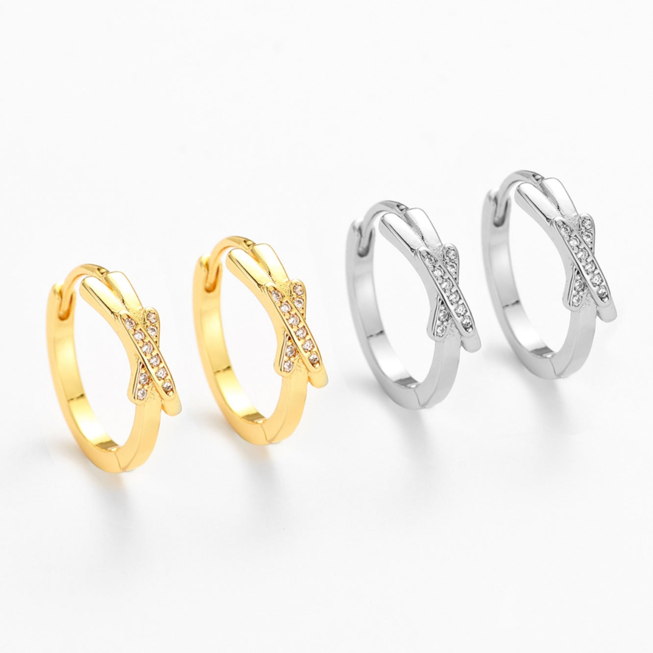 Wholesale Diamond-encrusted cross earrings,  niche ear cuffs