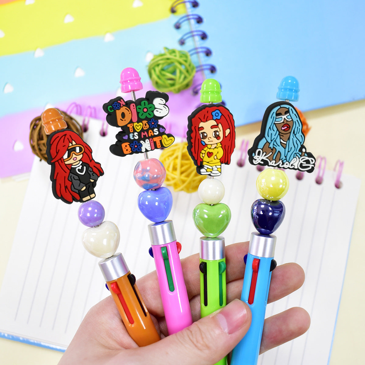 Wholesale Random 100pcs Cartoon Charred Bead DIY Soft Gel Perforated Thick Patch Beads