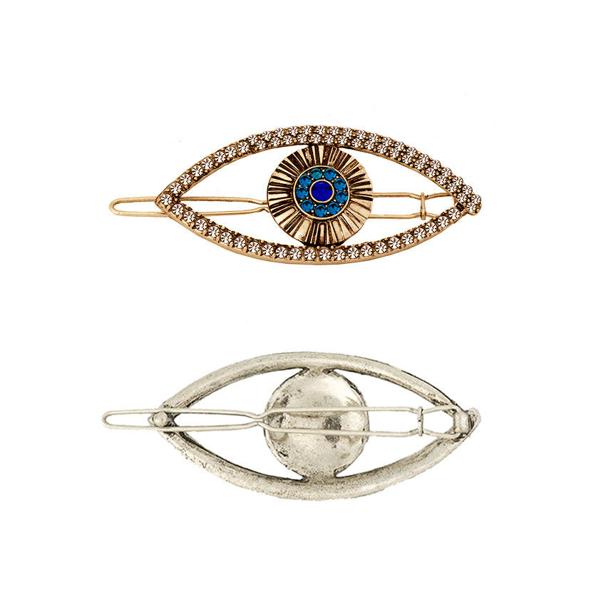 Wholesale hair accessories Devil's Eye hairpin gold diamond vintage headdress side clip jewelry