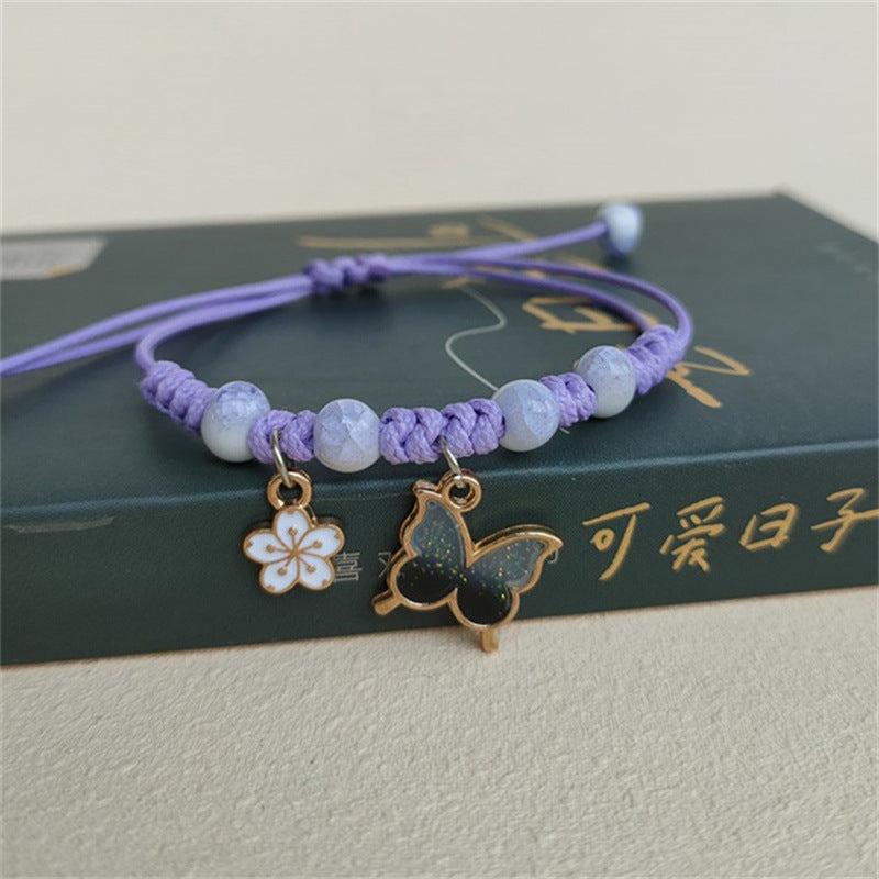 Wholesale Butterfly Flower Hand Woven Adjustable Bracelet