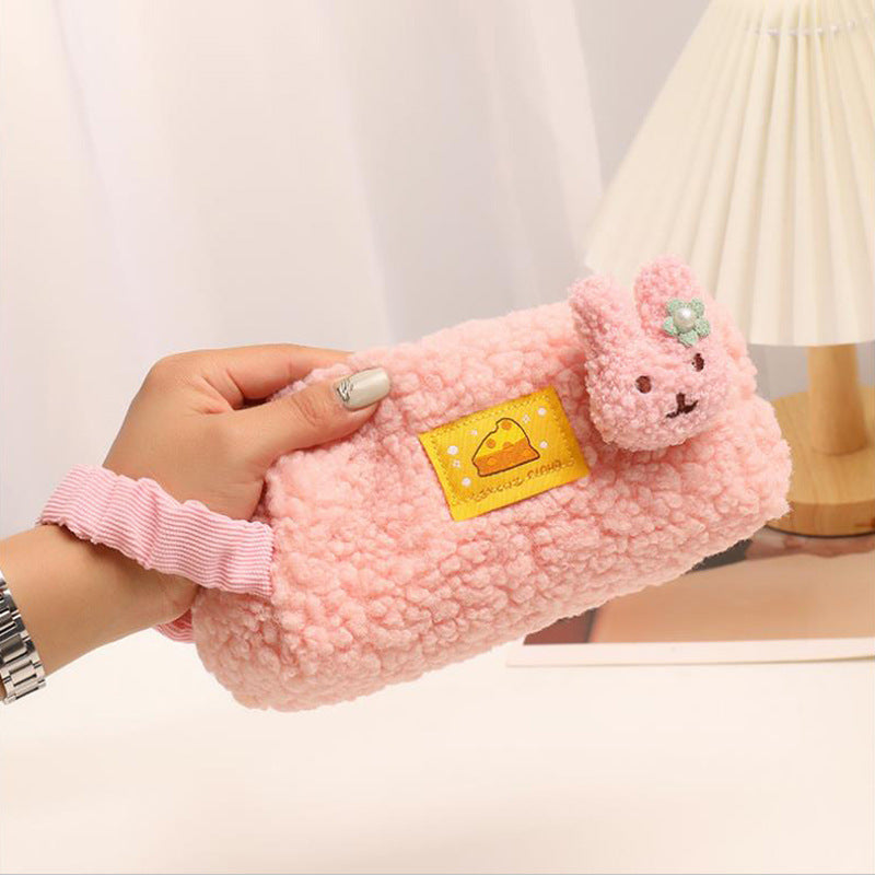 Wholesale Portable Lamb Wool Large Capacity Simple Pencil Case