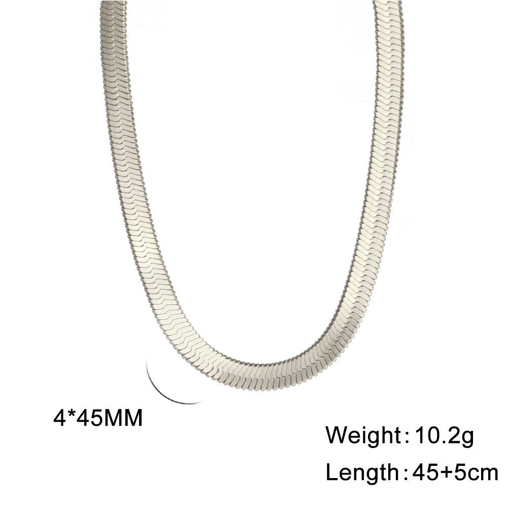 Wholesale Stainless steel snake flat chain snake chain gold necklace snake bone stainless steel plain chain necklace