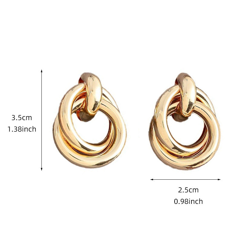 Wholesale Ancient circle gold metal style exaggerated earrings