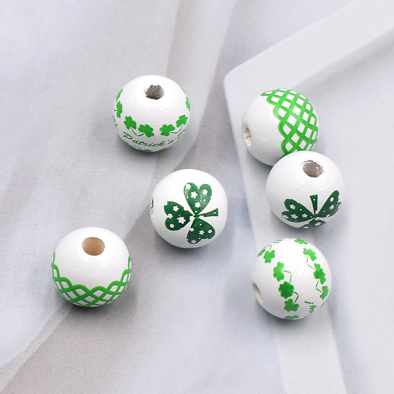 Wholesale 10PCS Irish Festival Decoration DIY Colorful Wooden Beads