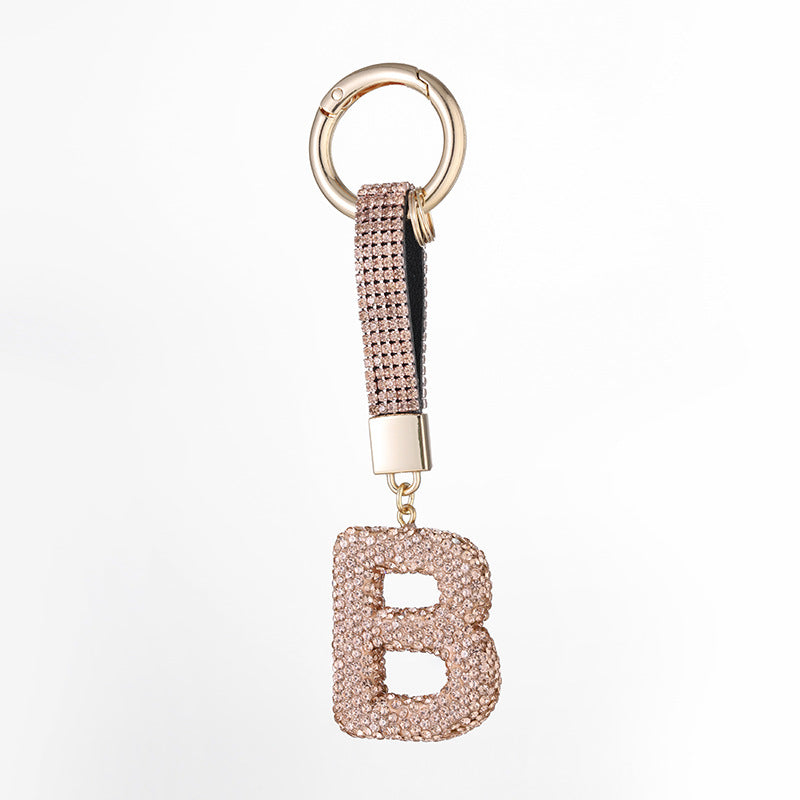 Wholesale Pottery Clay Water Diamond Alloy Dot Diamond Letter Keychain