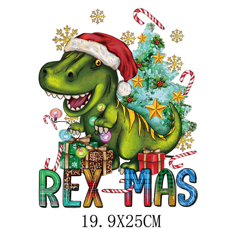 Wholesale Green cartoon Christmas heat transfer pattern   UV DTF Ready to Press Transfers Wraps