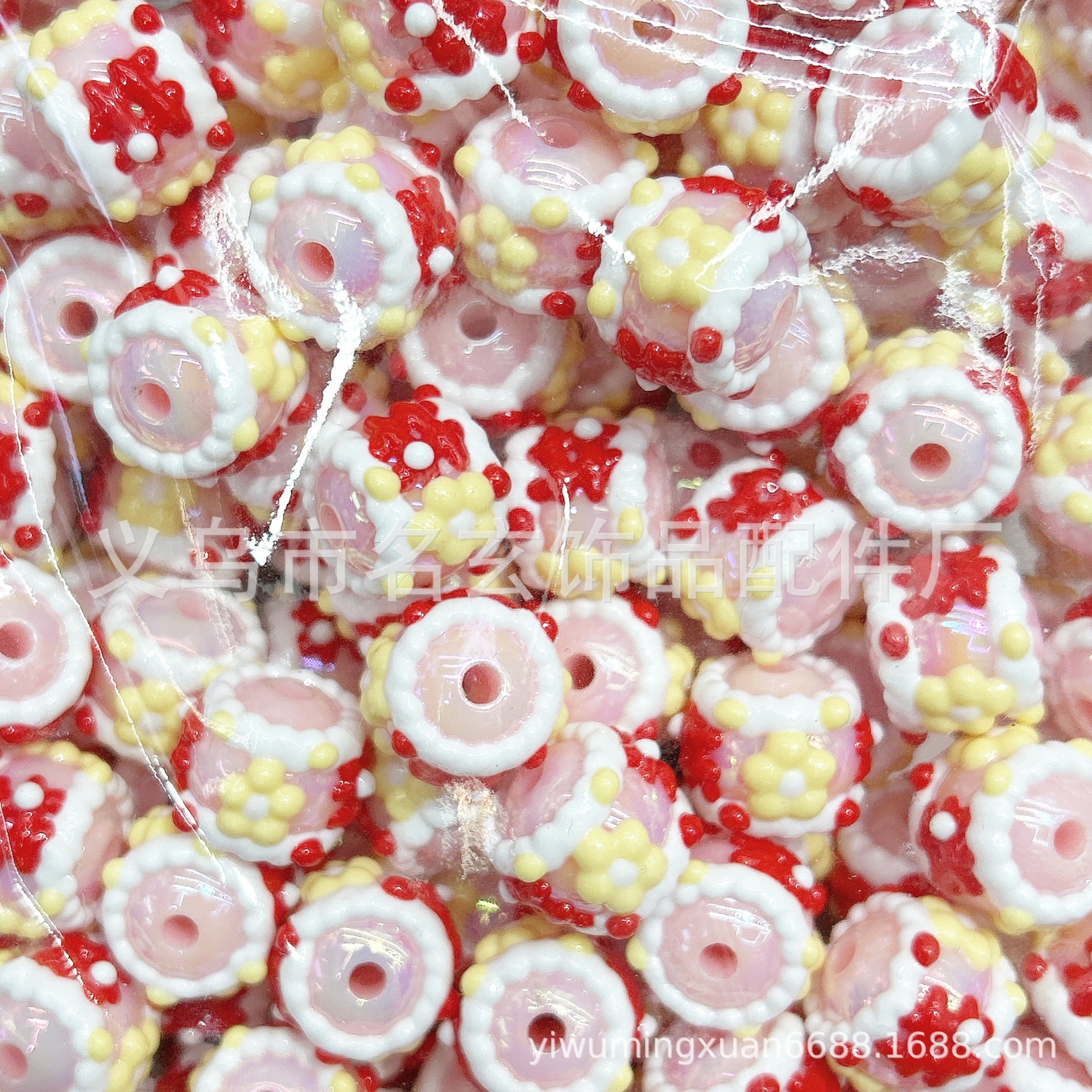 Wholesale 200pcs/pack  Acrylic two-color heavy oil hand-painted beads Acrylic Beads