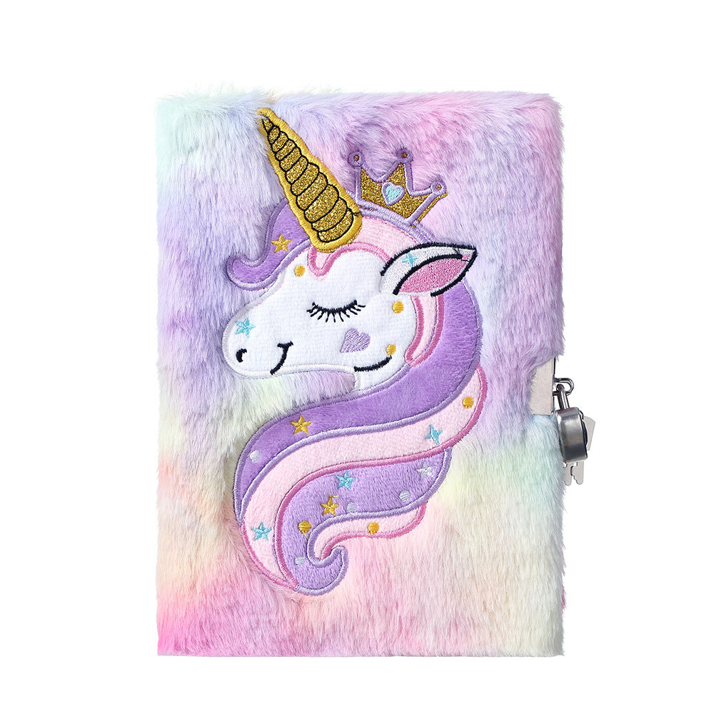 Wholesale Children' s Diary with Lock Cartoon Unicorn A5 Notebook