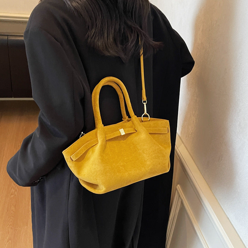 Wholesale Retro PU leather large capacity frosted handheld tote bag shoulder crossbody bag