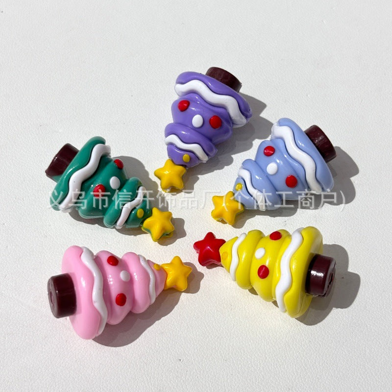 Wholesale Random  100pcs/pack  Cartoon Christmas Tree 3D Focal Beads