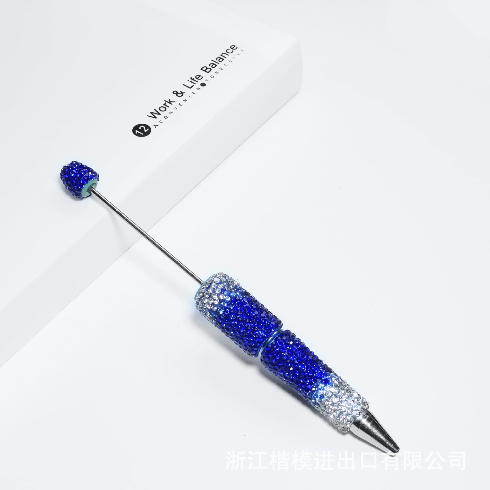 Wholesale 5pcs Beadable Pens Heavy Duty Diamond Inlaid Plastic Ballpoint Pen with Diamond
