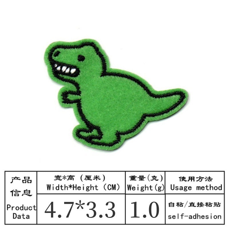 Wholesale Cute Embroidered Iron On Patch Set 9 Cartoon Dinosaur And Animal Badges For Clothing Bags Towels Resale Accessory