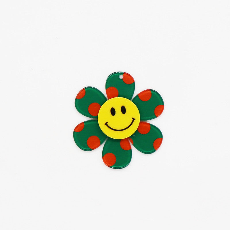Wholesale 10pcs Retro Colorful Dots Smiley Face Flower Accessories FlatBack