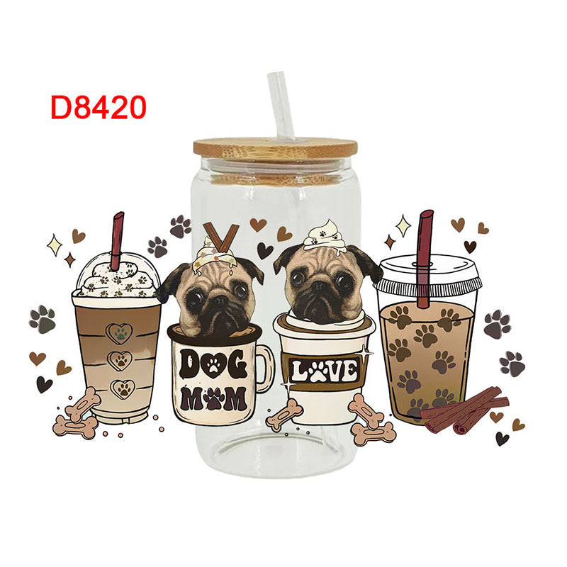 Wholesale Cat and dog paw print bones  16oz Cup UV DTF Wraps