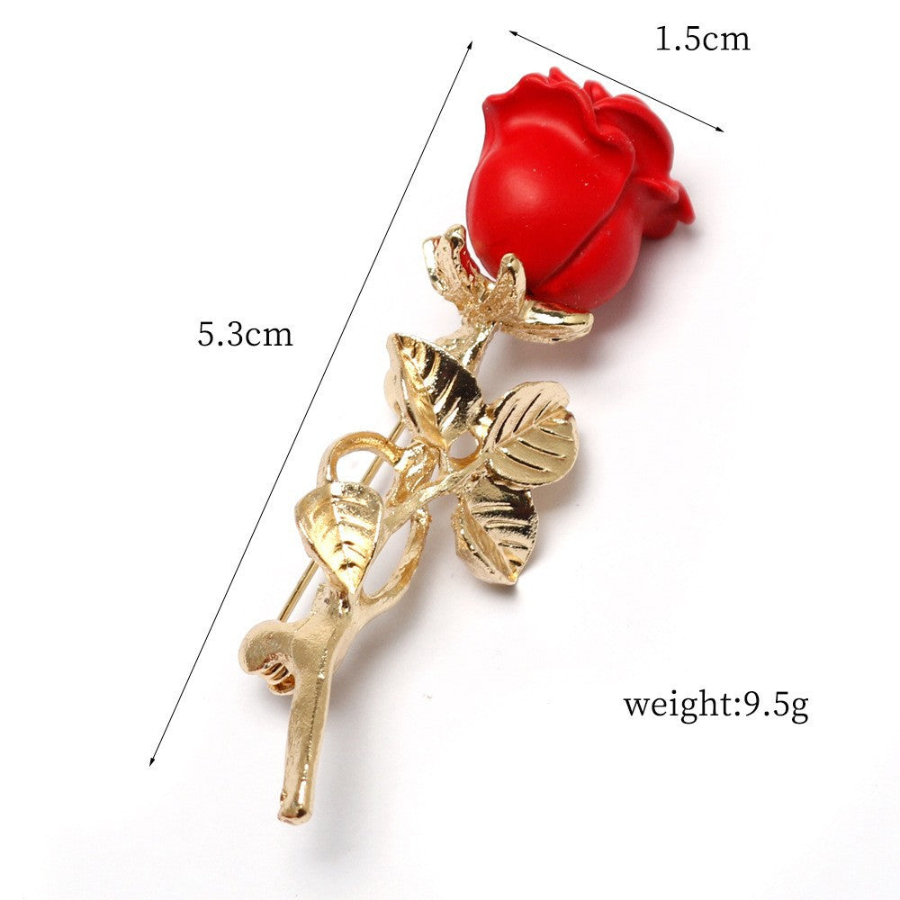 Wholesale Red rose inspired pearl studded diamond brooch