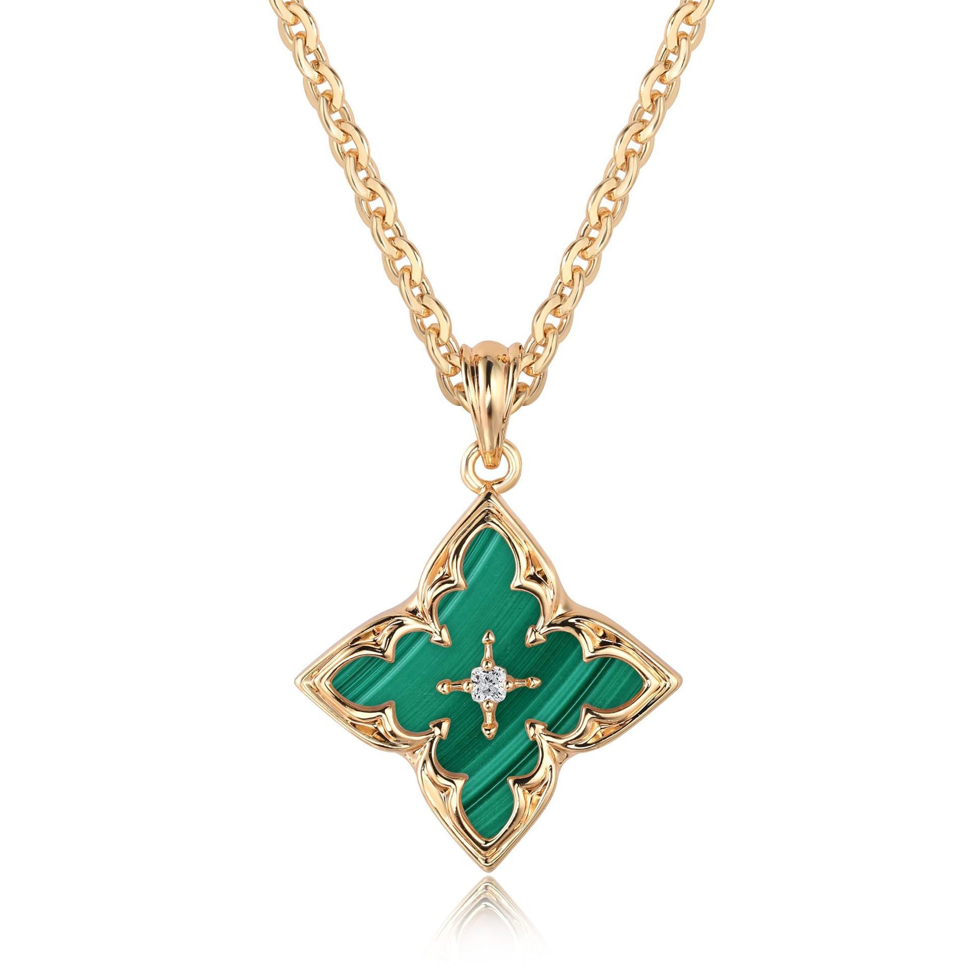 Wholesale 14K Gold Plated Cubic Zirconia Lucky Clover Necklace