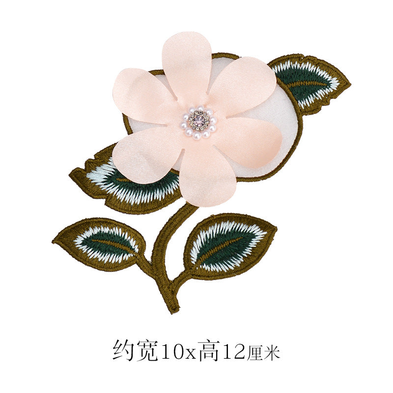 Wholesale Large Handmade Beaded Organza Flower Applique Embroidery Patch For DIY Clothing Decorative Accent