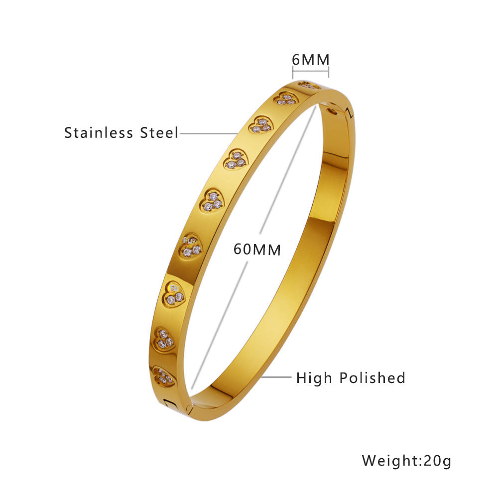 Wholesale 18K gold plated diamond retro stacked titanium steel bracelet