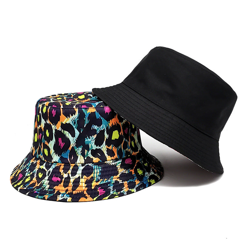 Wholesale Color Leopard Print Polyester Bucket Hat Double Sided Sunscreen Sun Hat