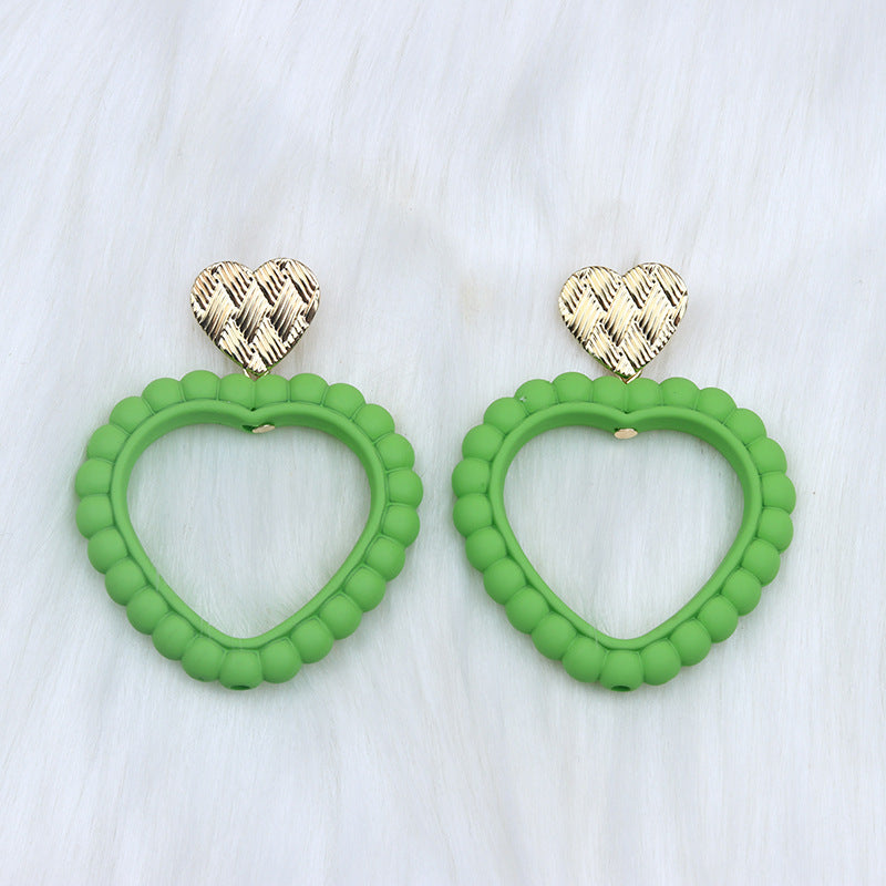 Wholesale Valentine's Day Heart Hollow Acrylic Earrings